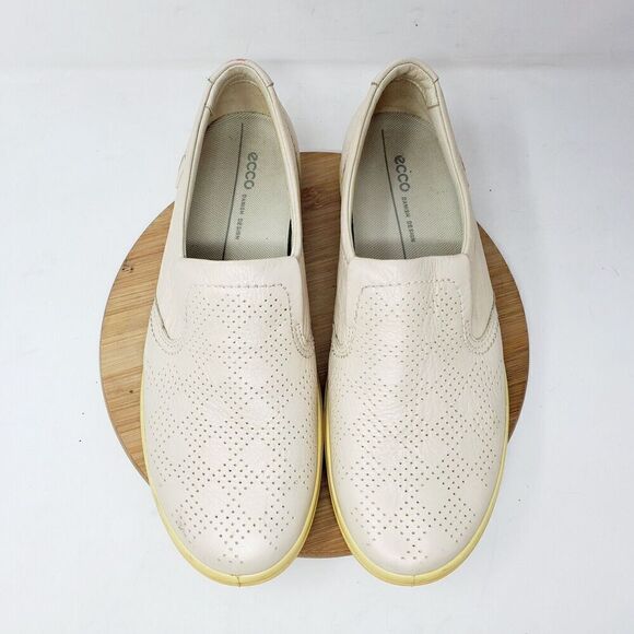 ECCO Shoes Womens 40 Soft 7 Perforated Leather Slip On Sneaker Comfort - Picture 4 of 16